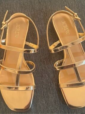 J. Crew Metallic Gold Strappy Sandals